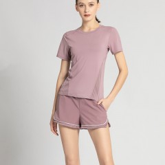 Ensemble tenue de sport Short et t-shirt à manches courtes respirant 2 pièces