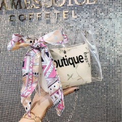 Sac à bandoulière pour femmes double couches en cuir PU et latex de qualité transparent
