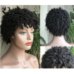 Perruque en fibre synthétique bouclés et afro