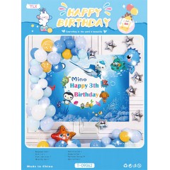 Ballon décoration happy birthday animaux aquatiquespour enfants