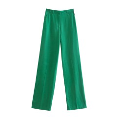 Pantalon femme pour costume Décontracté vert droit