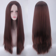 Perruque en fibre  synthétique à  cheveux lisses et longs