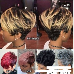 Perruque en fibre synthétique cheveux bouclés courts/lisses