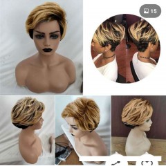 Perruque en fibre synthétique cheveux bouclés courts/lisses