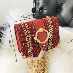 Sac à main Pochette et bandoulière pour femme avec rayures et Chaîne à carreaux