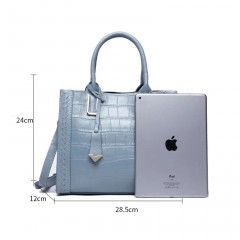 Sac à main en cuir de vache femme avec nylon intérieur et motif crocodile