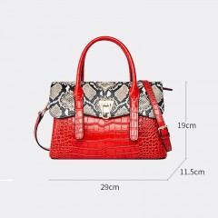Sac à main pour femmes en  cuir de vache à grande capacité et motif Python