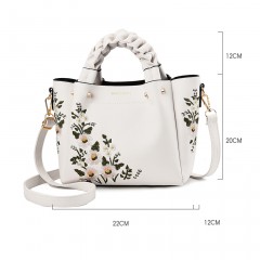 Sac à bandoulière en cuir  brodé lisse et facile à nettoyer