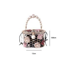 Sac à main pour femme, maille métallique, accessoires de perles artificielles