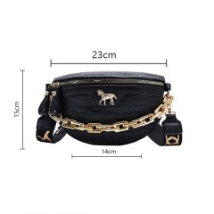 Sac à bandoulière pour femmes avec  motif crocodile, cuir PU et Accessoires de chaîne