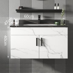 Armoire de salle de bain en bois massif avec évier et robinet intégré Suspension murale