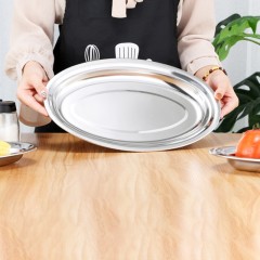 Plateau de cuisine ovale en acier inoxydable