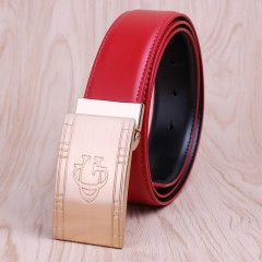 Ceinture hommes lisse cuir  boucle dorée