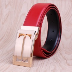 Ceinture hommes lisse cuir  boucle dorée