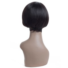 Perruque humaine cheveux courts et lisses
