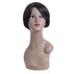 Perruque humaine cheveux courts et lisses