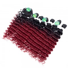Mèches  en fibre  synthétique avec cheveux bouclés de couleur gradient