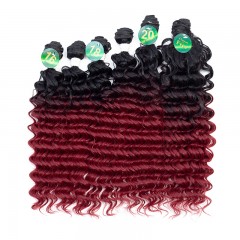 Mèches  en fibre  synthétique avec cheveux bouclés de couleur gradient