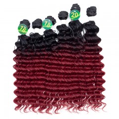 Mèches  en fibre  synthétique avec cheveux bouclés de couleur gradient