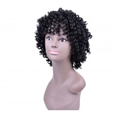 Perruque bouclée en fibres synthétiques