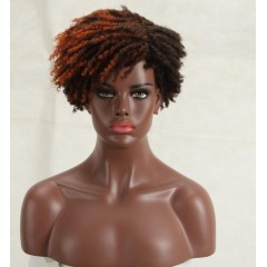 Perruque en fibre synthétique bouclés et afro