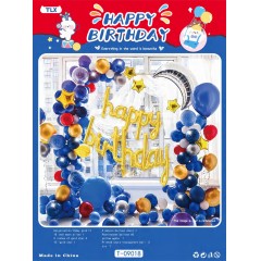 Ballon joyeux anniversaire en aluminium série bleu