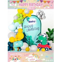 Ballon joyeux anniversaire en aluminium et caoutchouc avec  motif dessin animé