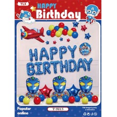 Ballon joyeux anniversaire en aluminium et caoutchouc avec  motif dessin animé