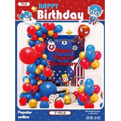 Ballon joyeux anniversaire en aluminium et caoutchouc avec  motif dessin animé