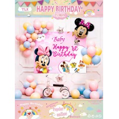 Ballon joyeux anniversaire en aluminium et caoutchouc avec  motif dessin animé