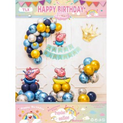 Ballon joyeux anniversaire en aluminium et caoutchouc avec  motif dessin animé
