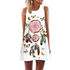 Robe courte sans manches et à col rond
