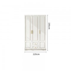 Armoire blanche tout en bois massif avec panneaux de porte en PVC