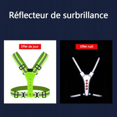 Gilet de sécurité à réflexion avec lumière LED