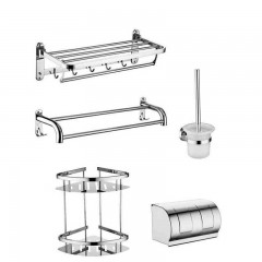 Ensemble 5 pcs d'étagères de salle de bain en acier inoxydable