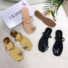 Pantoufles pour femmes avec  ornements papillon et housse orteil