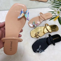 Pantoufles pour femmes avec  ornements papillon et housse orteil