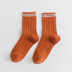 chaussettes structure torsadée en coton uni