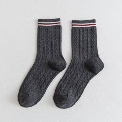 chaussettes structure torsadée en coton uni