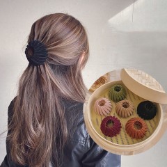 Chouchou en velours attache cheveux style de nid d'oiseau