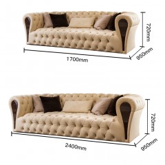 Canapé+fauteuil  en cuir authentique avec structure en bois de pin