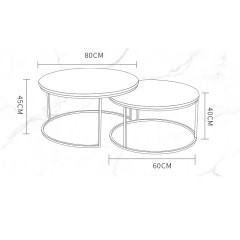 Table basse en marbre rond et fer