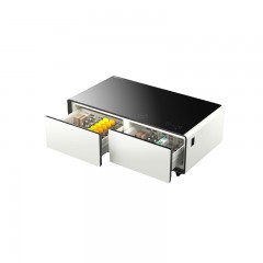Table basse avec haut parleur Bluetooth et double tiroir refrégiré (fonction réfrigérateur)