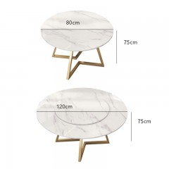 Table à manger tournante et  ronde en marbre  avec  chaises