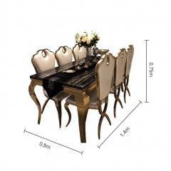 Table de salle à manger et chaises avec cadre en acier inoxydable