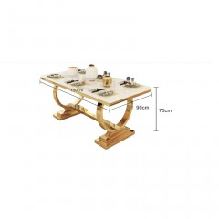 Table de salle à manger et chaises avec cadre en acier inoxydable