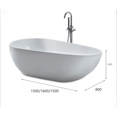 Baignoire acrylique en forme de goutte avec drainage au sol