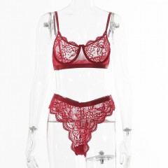 Ensemble de soutien gorge en dentelle et coton