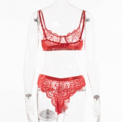 Ensemble de soutien gorge en dentelle et coton