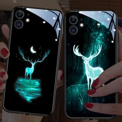 Coque de protection pour téléphone portable IPhone en verre trempé luminescent à commande vocale